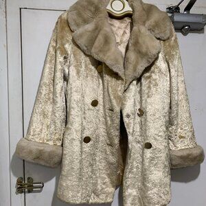 VINTAGE ARISTOCRAT FAUX & REAL FUR DOUBLE BREAST COATS SIZE S